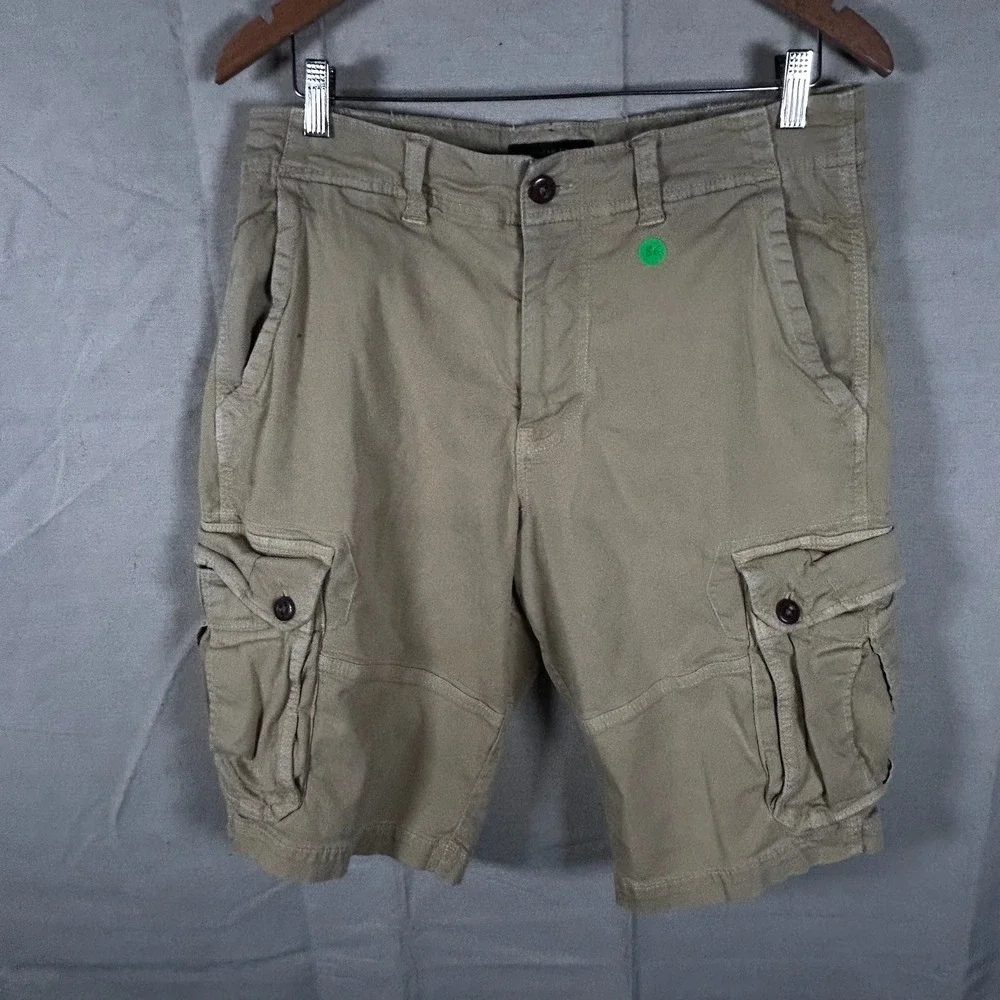 Old Navy Y2K Men Cargo Shorts Khaki Tan Size 34 Cotton Twill Casual Summer 54023
